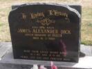 Headstone of x James Alexander Dick 2332. Andersons Bay General Cemetery, Dunedin City Council Block 165, Plot 139. Image kindly provided by Allan Steel CC-BY 4.0.