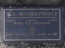 Headstone of L.Bdr George Gabriel Mccorkindale 208954. East Taieri Cemetery, Dunedin City Council Block X, Plot 37. Image kindly provided by Allan Steel CC-BY 4.0.