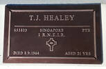 Gravestone of Private Terence James Healey, Foxton Cemetery, Foxton, Horowhenua. Image courtesy of Horowhenua District Council.