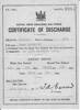 Copy of Ewan Brooking's Discharge Certificate from the Royal New Zealand Air Force. Kindly provided by Bryan Brooking (December 2020).
