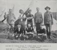 Group portrait of soldiers-Back Row.-G.J. Dowson [Dawson], Kaiwaka; W.S. Philips, Raglan; W. Ellis, Auckland; S.A. Dailey, Devonport; F. Gladding, Auckland. Front Row.- A.E. Garner; Thames; P. Fahey, Bombay; D. Gallagher [D Gallaher], Auckland. Taken from the supplement to the Auckland Weekly News 25 JANUARY 1901 p007. Auckland Libraries Heritage Collections AWNS-19010125-7-2.