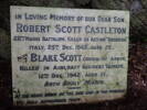 Memorial plaque for Robert Scott Castleton and Blake Scott. Image kindly provided by Dave Holland. (March 2021).