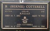 Gravestone of Leading Aircraftman Bernard Ambrose (Bernie) Cotterell, Geraldine Cemetery, Geraldine, Canterbury. Image kindly provided by John Forrest (March 2021).