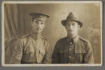 Portrait of two brothers. One in AIF uniform and the other in NZEF Uniform. P. Wilson (6/393) on right. Image kindly provided by Kathy Parkinson (April 2021).