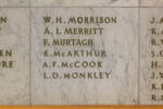 Auckland War Memorial Museum, World War II Hall of Memories MORRISON, W. H. - MONKLEY, L. D. Included added names K. McArthur, A. F. McCook and L. D. Monkley. April 2021.