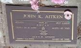Gravestone of Flight Lieutenant John Keillor Aitken, Taruheru Cemetery, Gisborne. Image kindly provided by John Forrest (May 2021).
