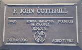 Gravestone of Petty Officer Frederick John Cotterill, Royal New Zealand Navy, The Avenue Cemetery, Levin, Horowhenua, Manawatu-Whanganui. Image kindly provided by Linda (June 2021).