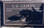 Gravestone of Leading Aircraftman Cyril Gordon Cairns, Aramoho Cemetery, Aramoho, Whanganui. Image kindly provided by John Forrest (July 2021).