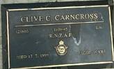 Gravestone of Leading Aircraftman Clive Cutten Carncross, Eltham Cemetery, Eltham, Taranaki. Image kindly provided by John Forrest (August 2021).