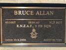 Gravestone of Flight Sergeant Bruce Allan, Oamaru Lawn Cemetery, Oamaru, Waitaki. Image kindly provided by John Forrest (July 2021).