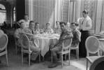 Short, J, active 1945. New Zealand soldiers in the dining room of the NZ Forces Club at Hotel Danieli, Venice, Italy - Photograph taken by J Short. New Zealand. Department of Internal Affairs. War History Branch :Photographs relating to World War 1914-1918, World War 1939-1945, occupation of Japan, Korean War, and Malayan Emergency. Ref: DA-08418-F. Alexander Turnbull Library, Wellington, New Zealand. /records/22662309
