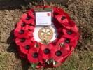 Photograph of wreath at Edward Angel's grave at Ramparts Cemetery. Image kindly provided by Susan Fortescue (February 2022).