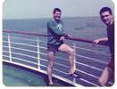 Richard 'Dickie' Absolon (right) on board SS Canberra while sailing to the Falklands. Image kindly provided by James O'Connell (April 2022).