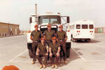 Group portrait of RNZCT Driver Training Team part of the Multinational Force and Observers Sinai 1983-1984. Image includes WO1 Peter Sheppard, SSgt Derek Nees, Sgt Grant Child, WOII Roy Seaman and SSgt Dennis Madden. Image kindly provided by Peter Sheppard (November 2022)