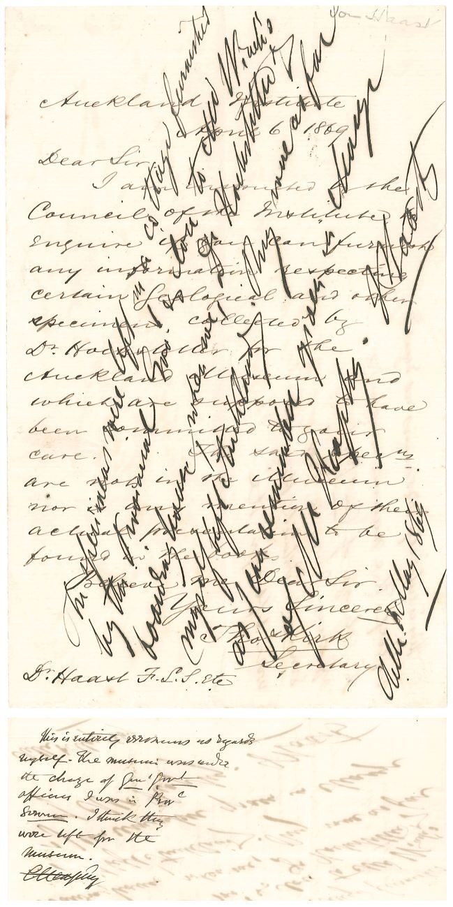 Correspondence between Kirk and Julius Haast.