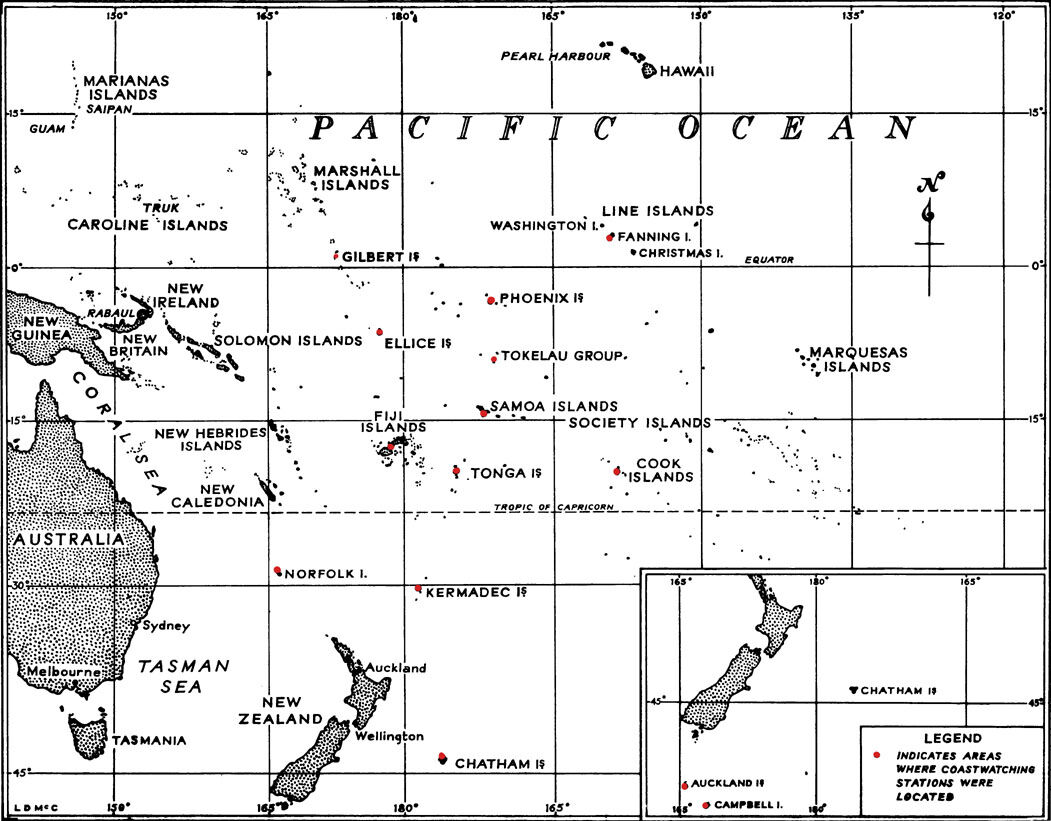 Map of the Coastwatching Stations