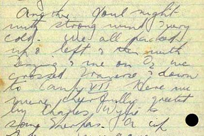 Hillary's Everest diary entry for 30 May