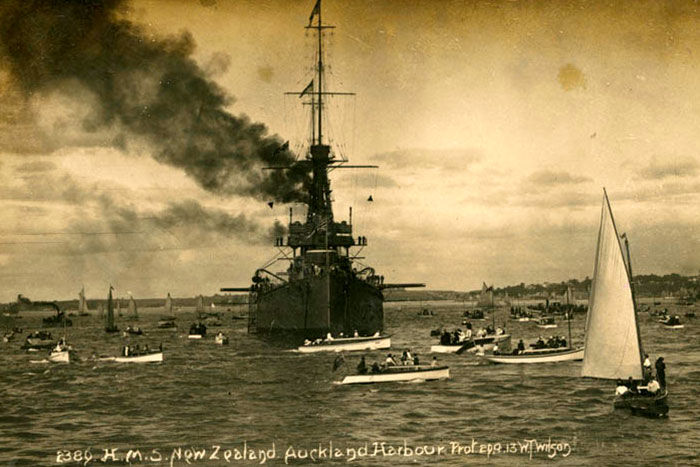 H.M.S. New Zealand. Auckland Harbour.