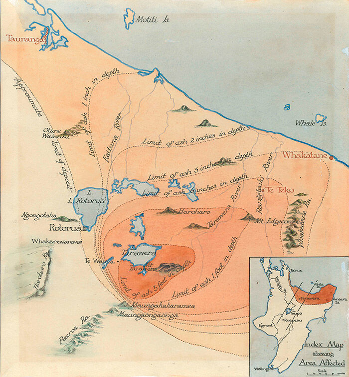 Display diagram Mt Tarawera eruption