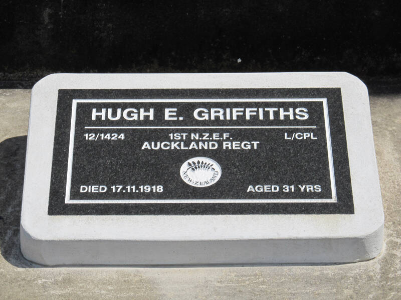 Ernest Griffiths Online Cenotaph Auckland War Memorial Museum