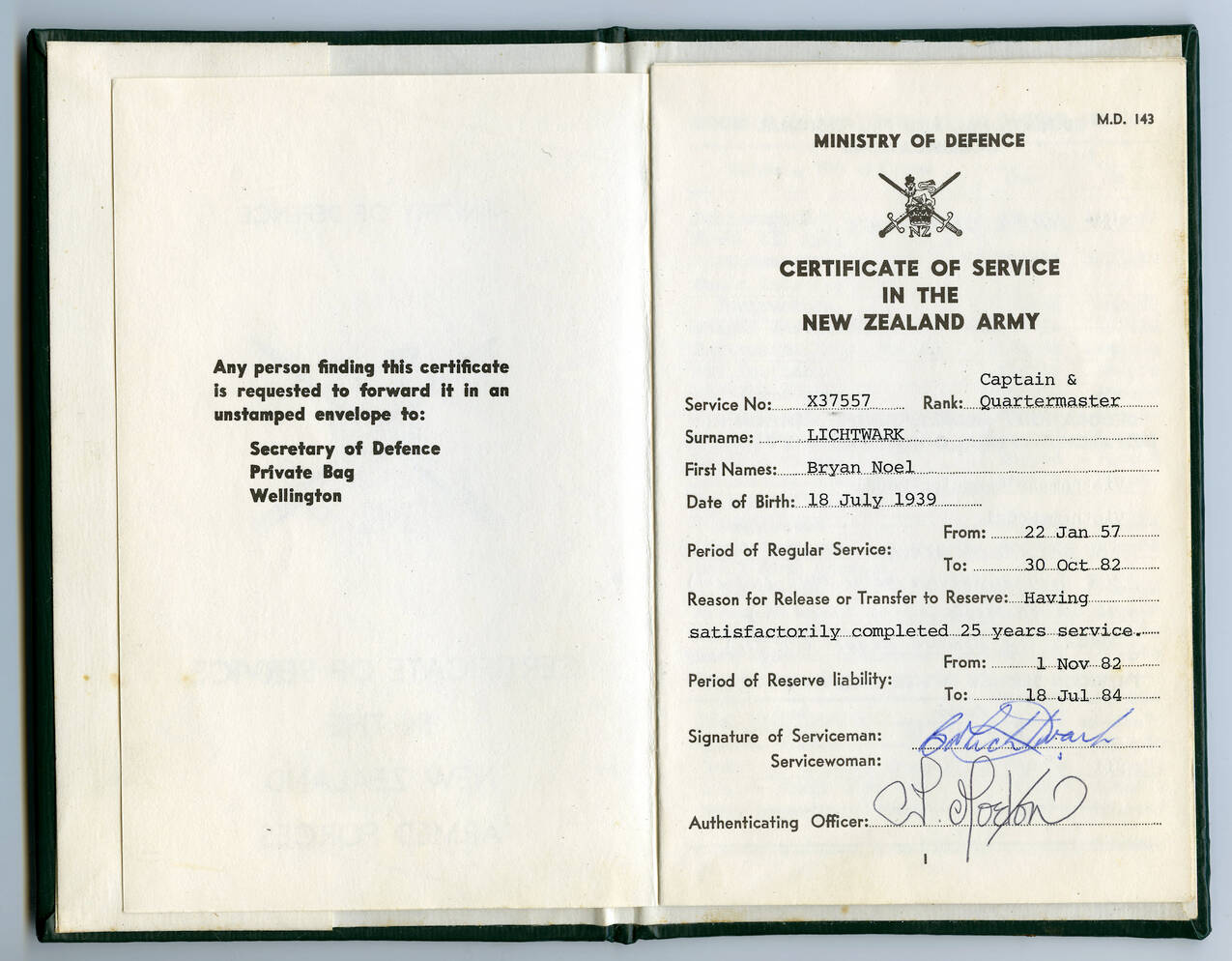 Bryan Noel Lichtwark - Online Cenotaph - Auckland War Memorial Museum